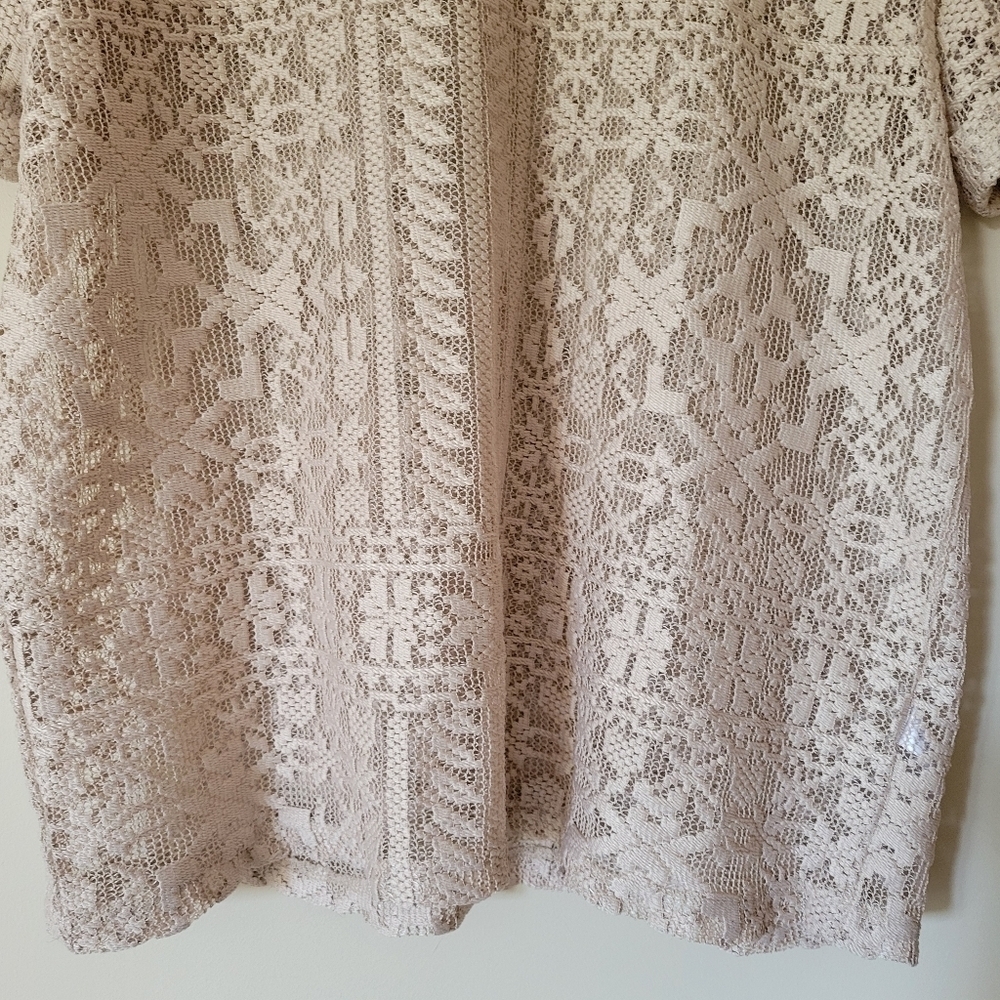 ASOS Oversized Lace Neutral Beige Boxy Fit T-Shirt Size S/M - Picture 6 of 9